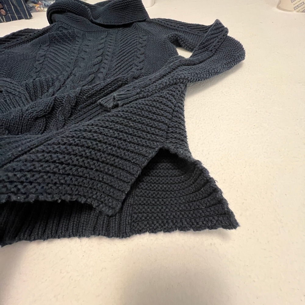 Cabi Cable Knit Sweater Women XS Navy Blue Cowl Neck Pullover 3168 - Picture 5 of 12